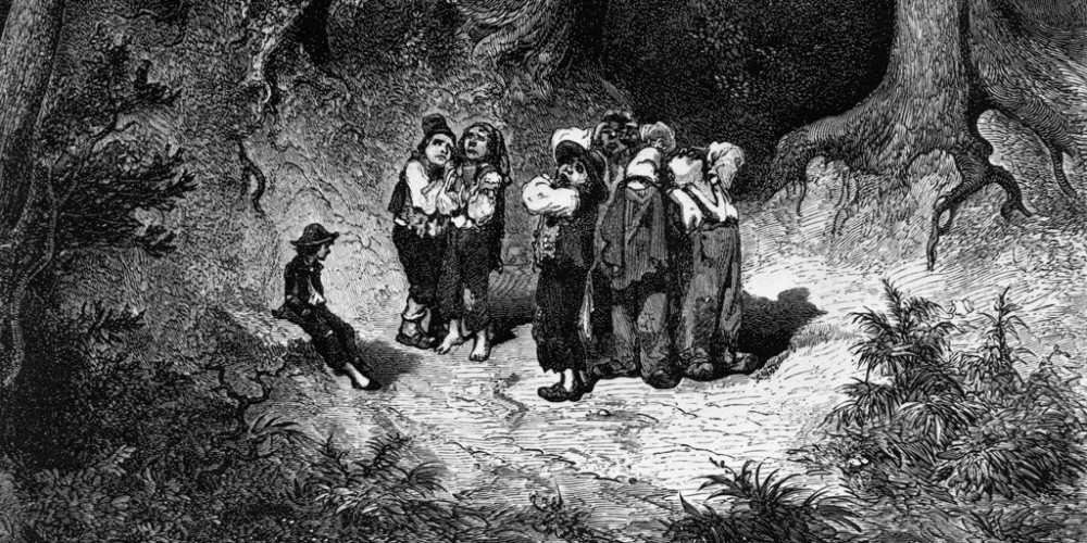 Le Petit Poucet et ses frères perdus dans la forêt