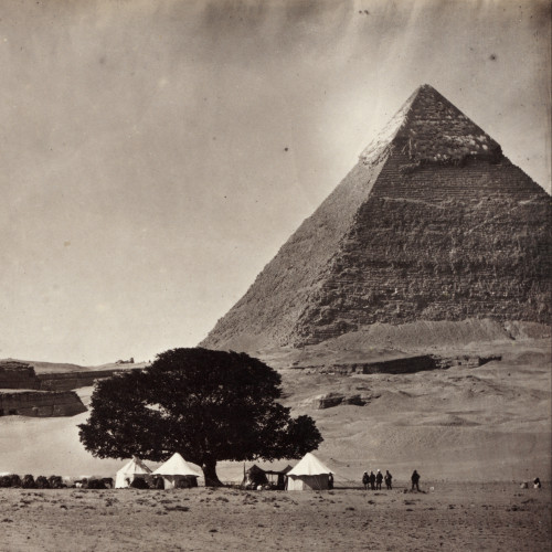 Pyramide de Gizeh et campement des voyageurs