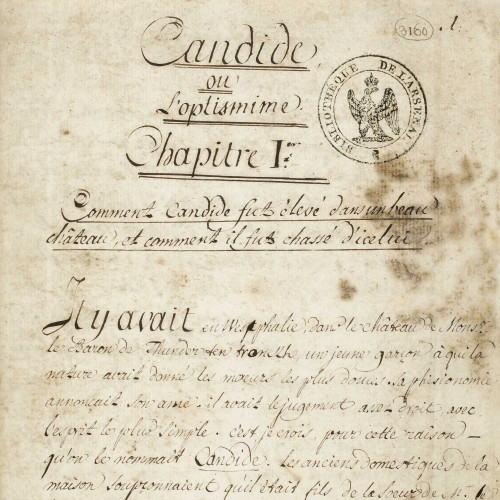 Manuscrit de Candide, page 1
