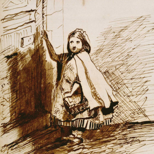 Jeune fille frappant à une porte (Cosette)